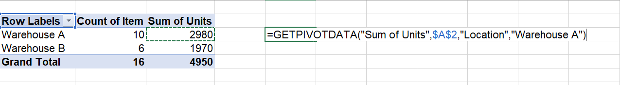 Screenshot from an Excel spreadsheet