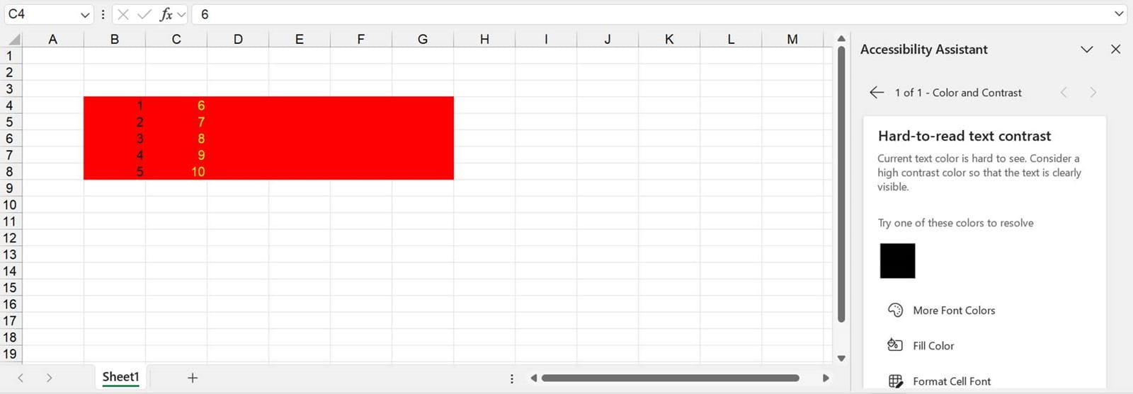 Excel screenshot