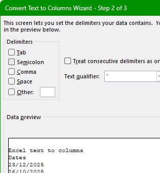 Excel screenshot