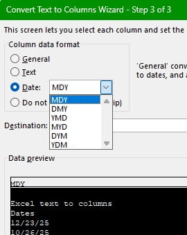 Excel screenshot