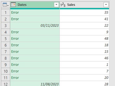 Excel screenshot