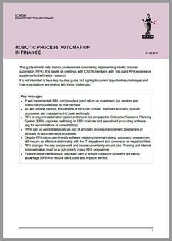 Cover of ICAEW's guide to robotic process automation in finance