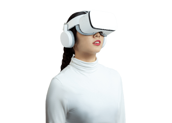 Woman wearing VR headset