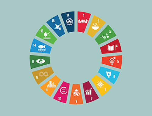 The UN's global goals displayed in a circle