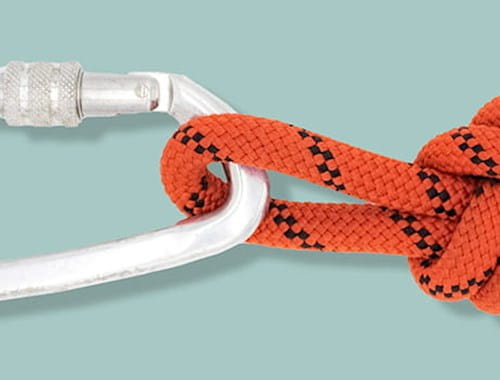 A carabiner on climbing rope