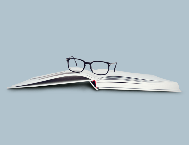Glasses on top of book
